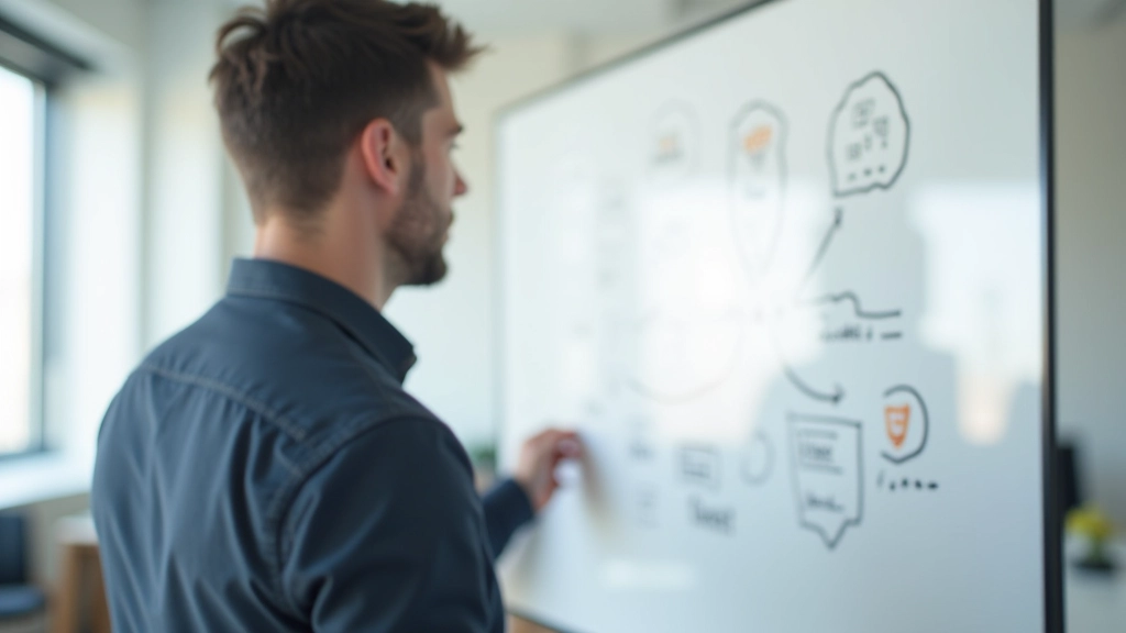 Team in brainstormingzitting rond grote mindmap op muurpapier